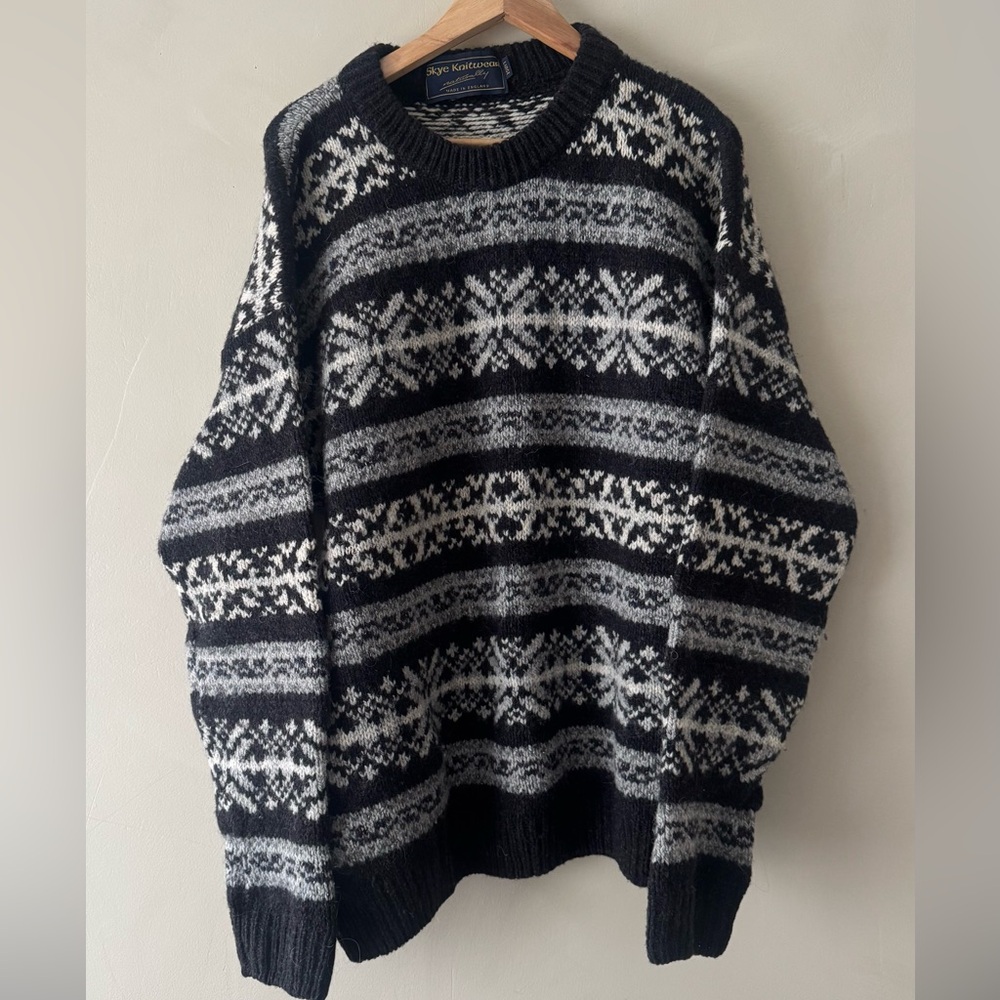 Vintage Skye Knitwear Stylish Nordic Patterned Crewneck Sweater sz L